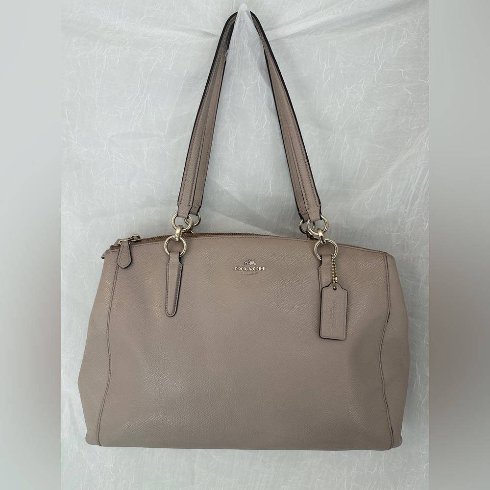 Coach Christie Carryall Taupe/Beige Leather Shoulder Bag